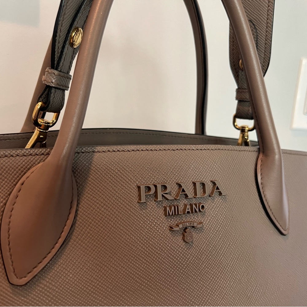 Authentic Prada Milano Taupe Leather Tote Bag - Picture 12 of 17